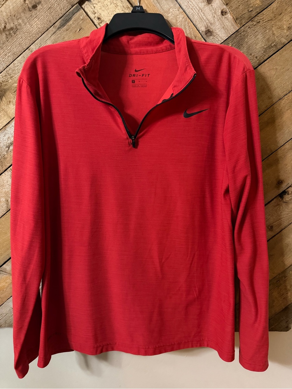 Nike Dri-FIT Red Quarter Zip Pullover Top Size M